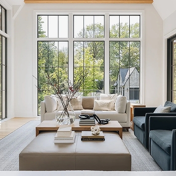 Transitional Living Room: Large Taupe Leather Ottoman Coffee Table