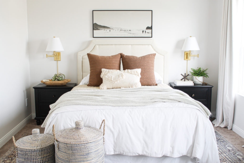 Transitional Wall Sconce Brushed Brass Swing Arm Black Nightstands
