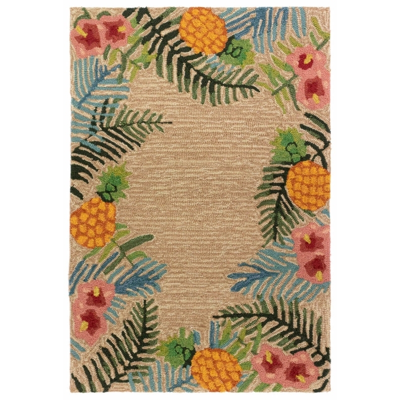 Tropical Neutral Indoor/Outdoor Rug - 5 x 8 Area Rug | Coastal Rugs from Bella Coastal Decor