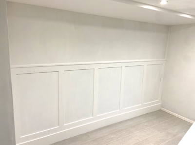 Two-Tone Hallway Wainscoting Shaker Grid Board and Batten Modern