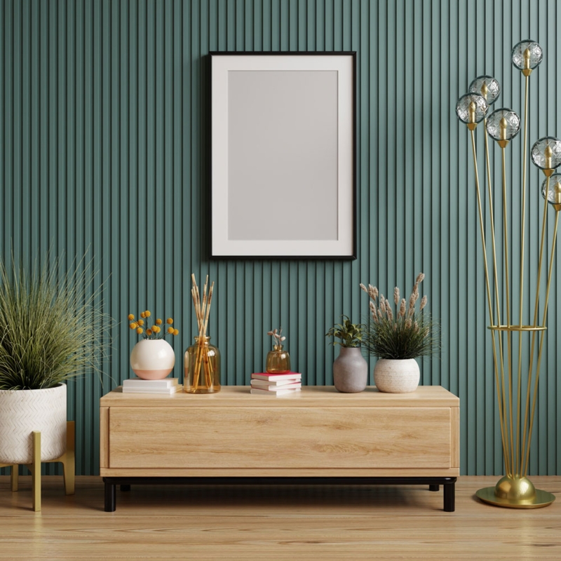 Unfinished Wood Slat Wall Paneling Vertical Scandinavian Feature