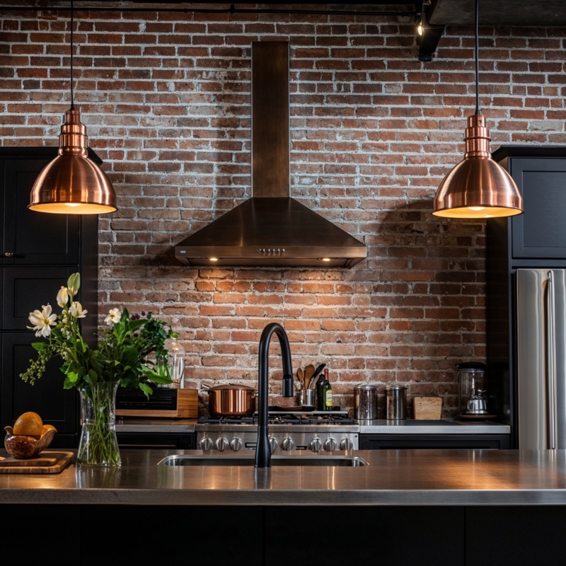Urban Loft Kitchen Style Inspiration: Copper Dome Pendant Lights