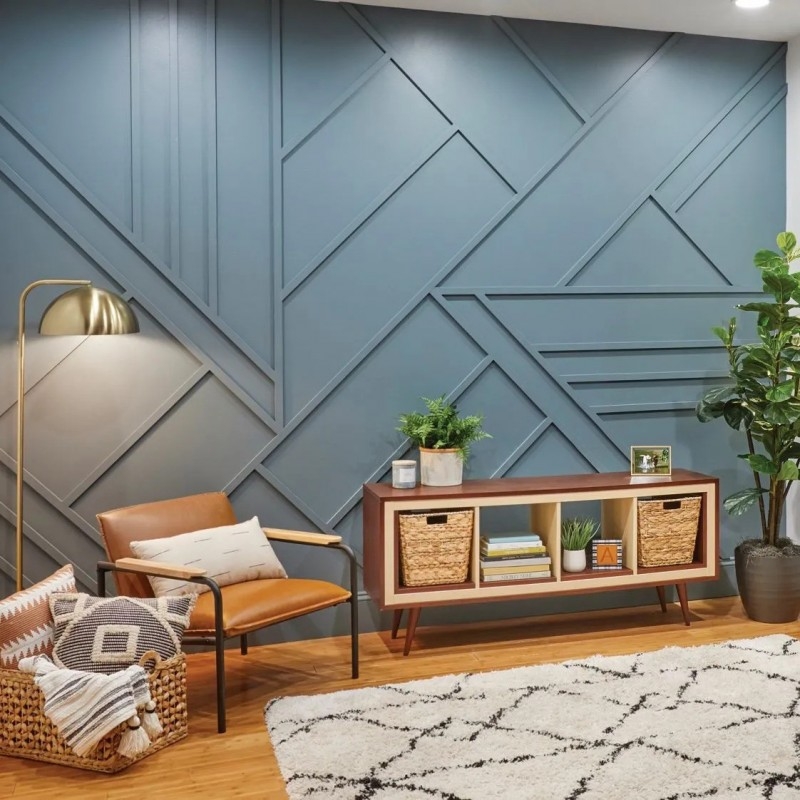 Vertical Oak Wood Slat Wall Paneling Charcoal Background