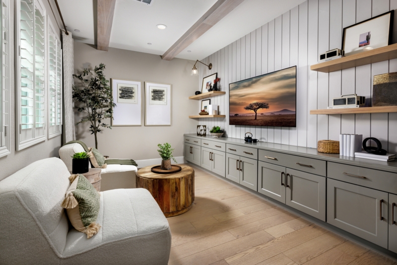 Vertical Shiplap Wall with Expansive Built-In Storage