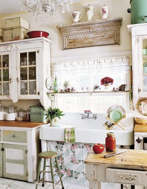 Vintage Kitchen with Apron Front Sink & Distressed Finishes | Cottage