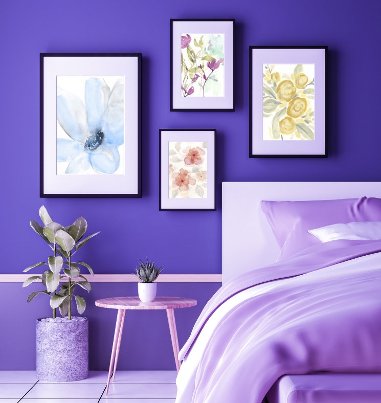 Wall Art Botanical Watercolor Set Monochromatic Gallery Arrangement