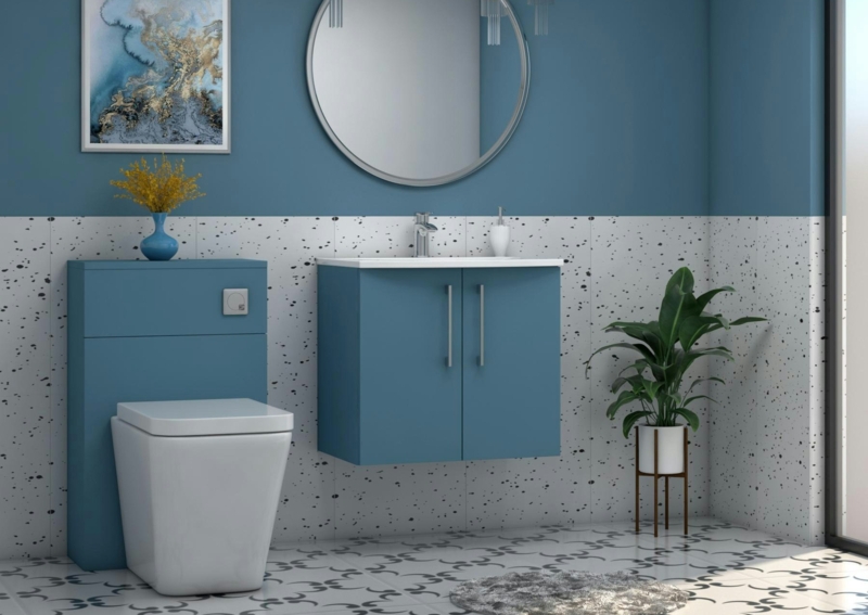 Wall Hung Vanity with Terrazzo Tiles & Cabinetry Unit