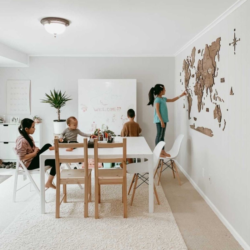 Wall Map 3D Wooden Relief Art for Minimalist Educational Family Room