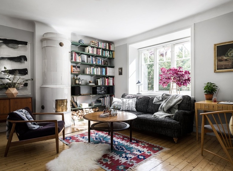 Wall-Mounted Shelving with Natural Finish and Vertical Storage