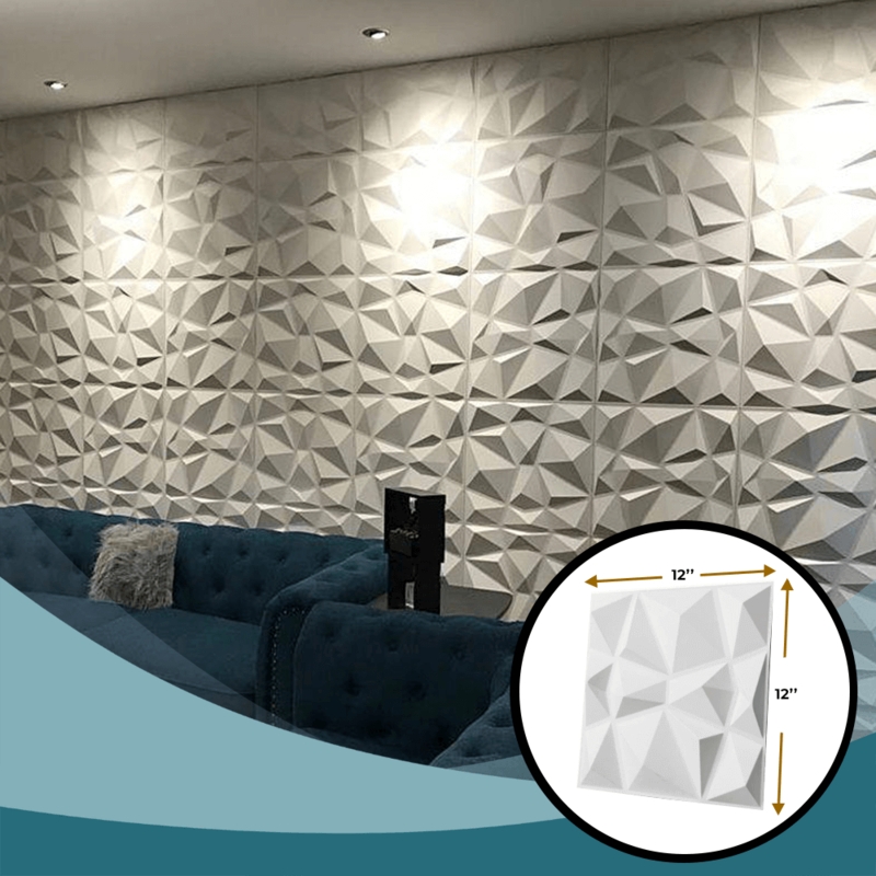 Wall Panel: 3D Diamond Geometry, Architectural Depth, PVC Wall Decor