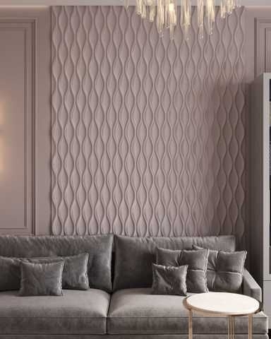Wall Panel: Matte White Staggered Blocks Geometric Relief, Structural Design