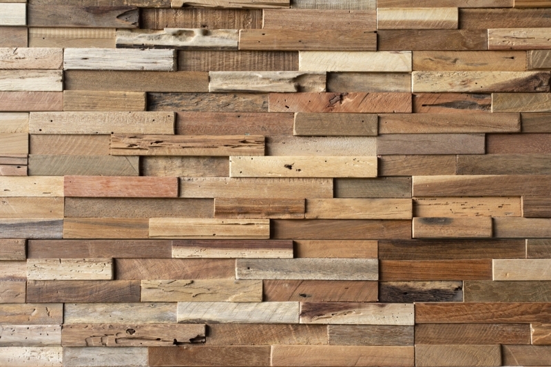 Wall Paneling: 3D Staggered Reclaimed Wood Planks for Textured Feature Walls