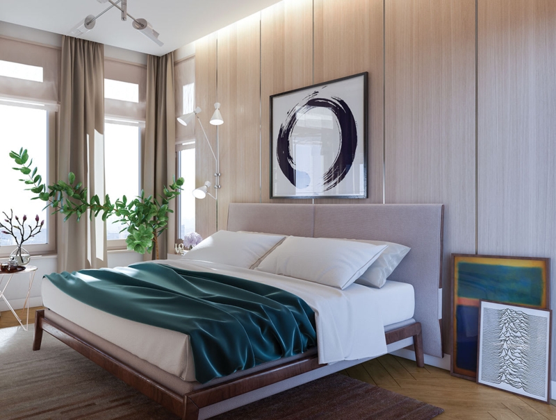 Wall Paneling Fluted Texture Blonde Wood Scandinavian Bedroom Accent