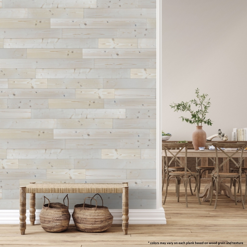 Wall Paneling Horizontal Planks Whitewashed Distressed Coastal
