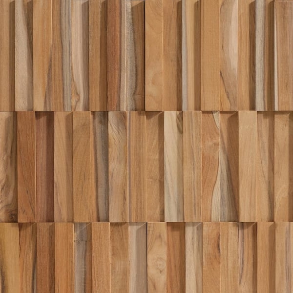 Wall Paneling Interlocking Design Staggered Layout Tan Wood Toned