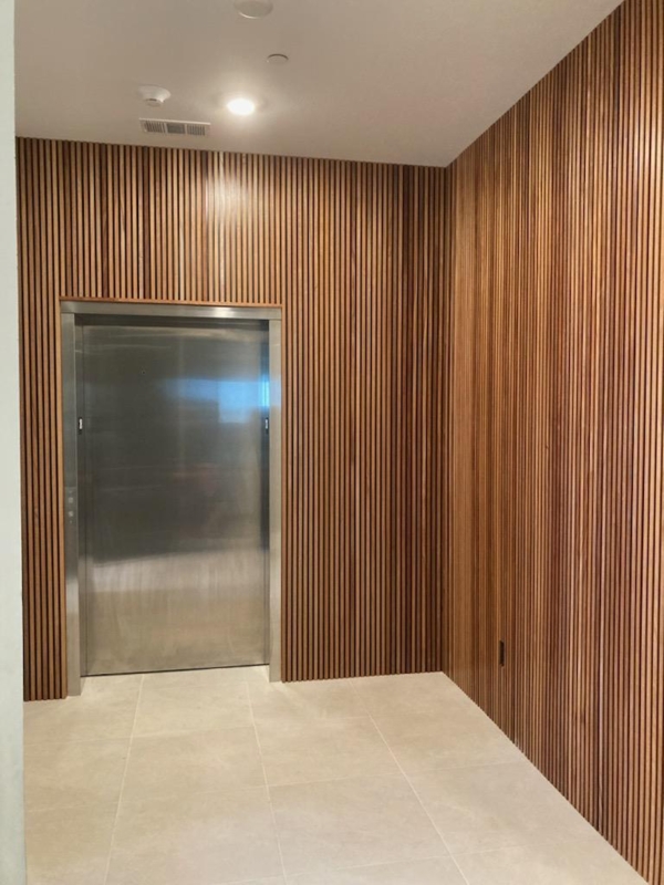 Wall Paneling Mahogany Finish Semi-Gloss 3D Slat Architectural