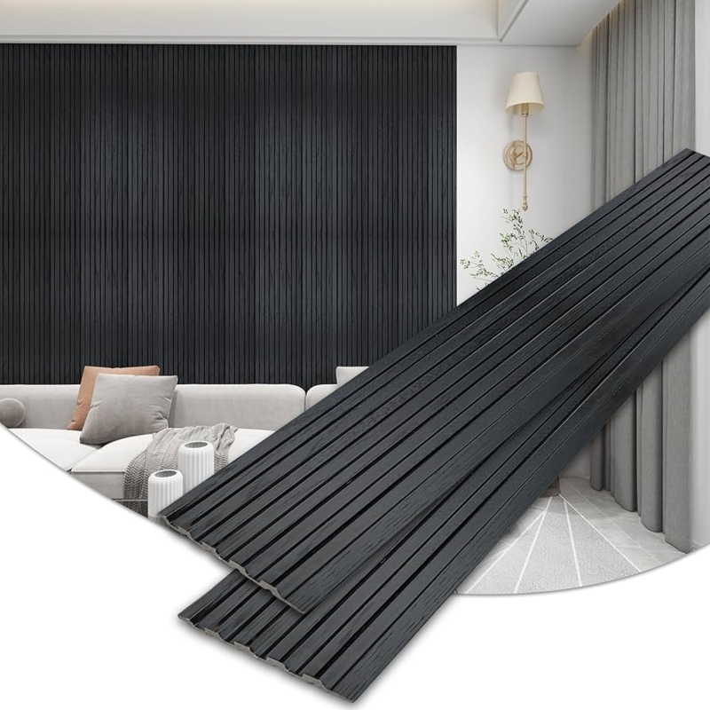 Wall Paneling, Matte Black Fluted Design Accent Wall