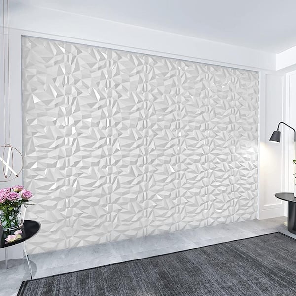 Wall Paneling: Matte White Embossed Diamond Grid, Architectural Accent