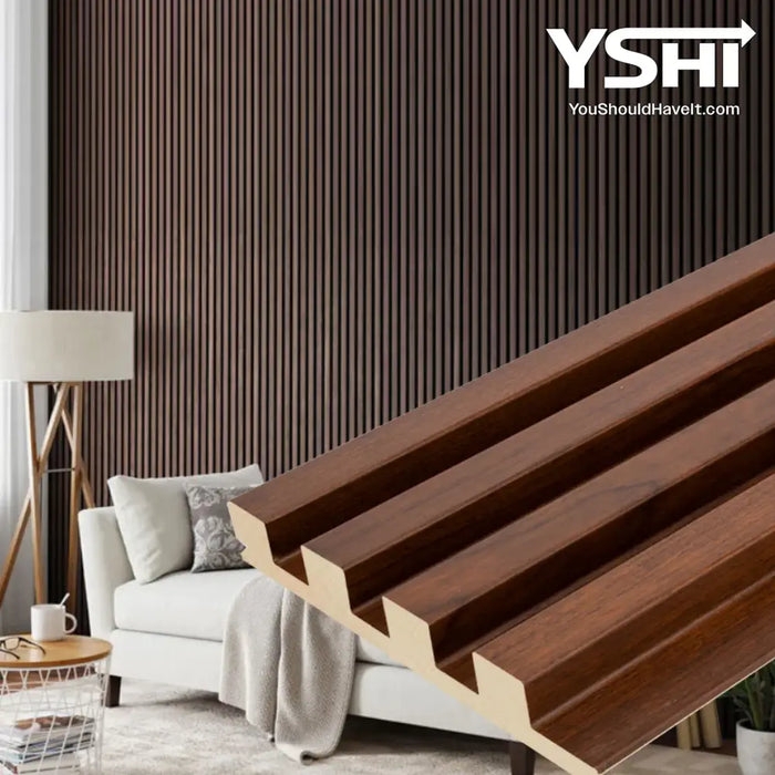 Wall Paneling Oak Brown Finish Vertical Slats Modular Design