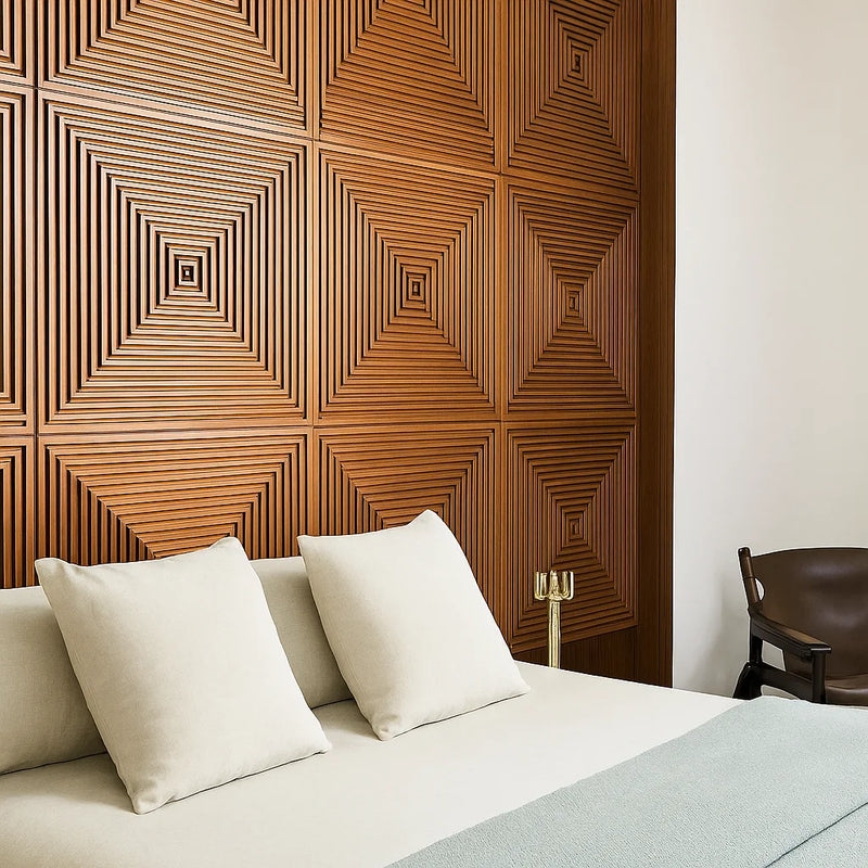 Wall Paneling Parallel Mosaic 3D Texture Staggered Depth Brown