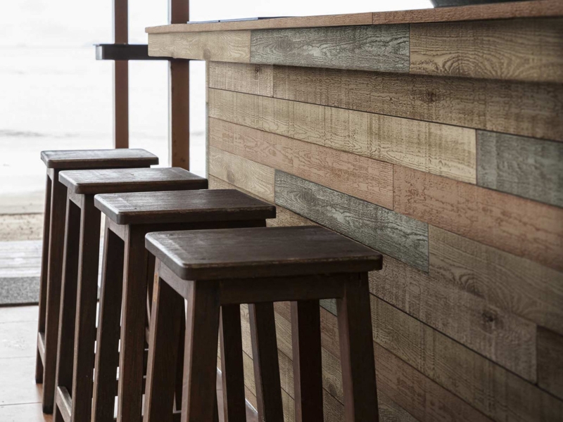 Wall Paneling: Reclaimed Beveled Shiplap Planks for Modern Farmhouse Bar