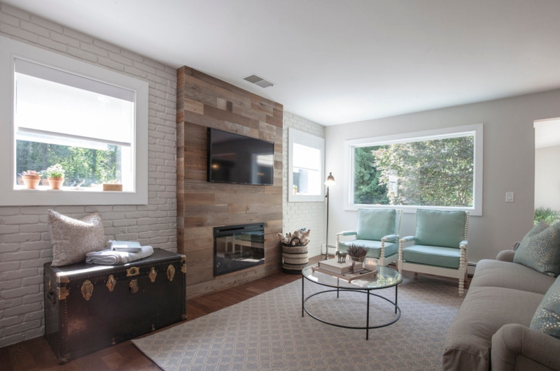 Wall Paneling Reclaimed Wood Focal Point for Modern Farmhouse Fireplace