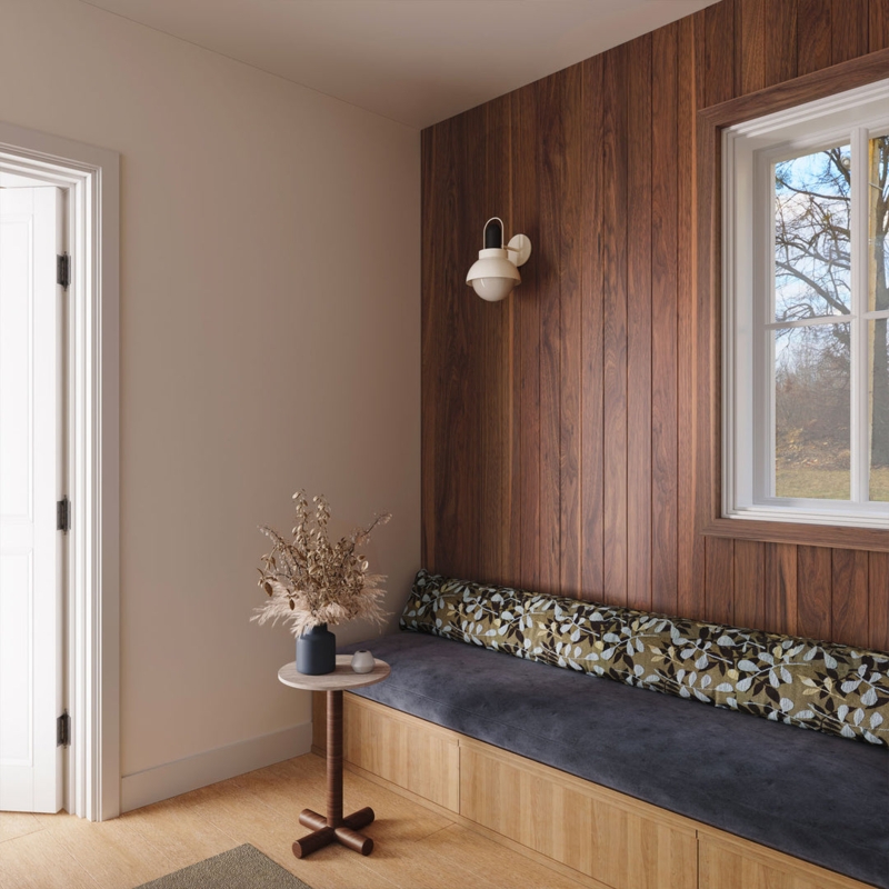 Wall Paneling Rich Walnut Grain Deep Vertical Grooves Modern