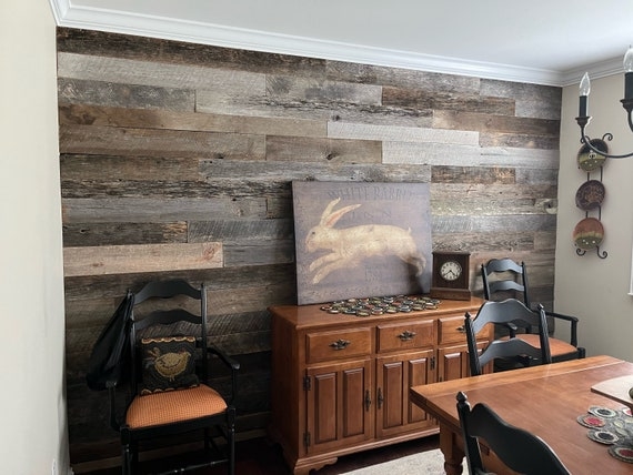 Wall Paneling Rough Sawn Varied Tonality Grey and Tan Reclaimed Planks