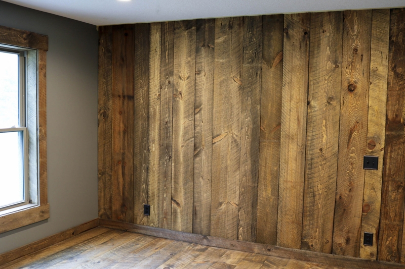 Wall Paneling: Rustic Barnwood Interior Covering with Saw Marks and Knots
