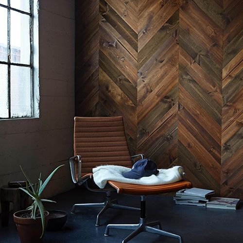 Wall Paneling Sample Multi-Tonal Wood Vertical Slats Modern Accent Wall