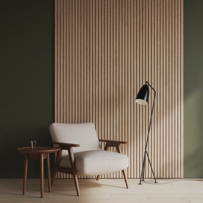 Wall Paneling Seamless Look Vertical Slats Oak Toned Scandinavian