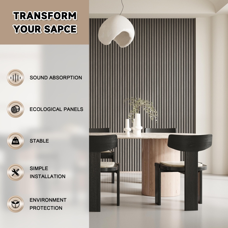 Wall Paneling Vertical Slats Black Backing Acoustic Moody Sophisticated
