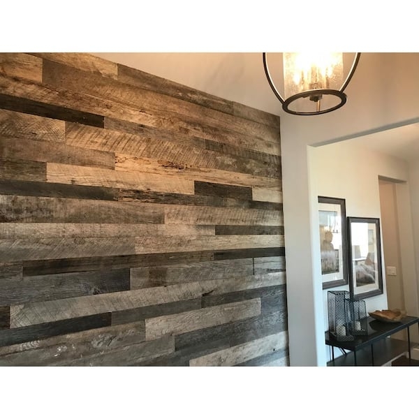 Wall Paneling Weathered Grey Random Width Vertical Planks Industrial
