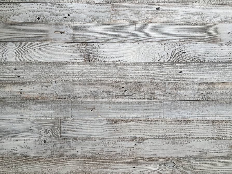 Wall Paneling: Whitewashed Reclaimed Barn Wood Planks for Coastal Farmhouse