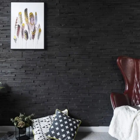 Wall Panels: Dark Graphite Faceted Texture, Modular Geometric Blocks