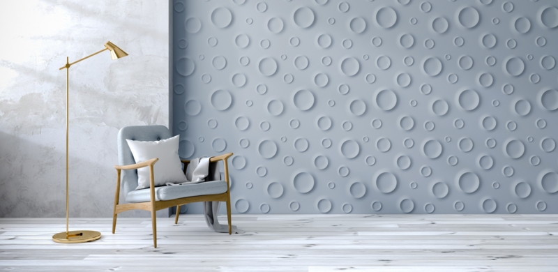 Wall Panels: Matte White 3D Relief Rectangular Pattern, Structural Grid