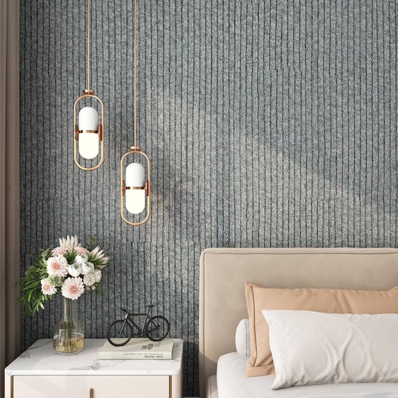 Wallpaper Grey Ribbed Accent Wall featuring Vertical Ribbing