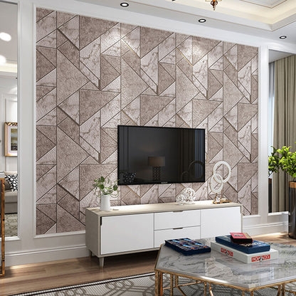 Wallpaper Textured Flock Fabric in Modern Geometric Accent Wall