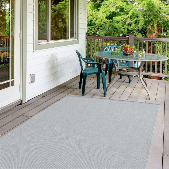 Weather Resistant Geometric Outdoor Rug Subtle Diamond Weave Scandi