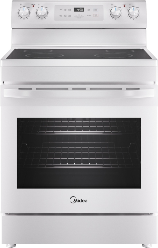 White Electric Range Glass Top Digital Rear Display Traditional Style