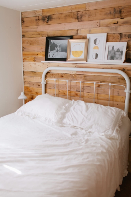 White Metal Bed Farmhouse Style With Cozy White Ruffled Pillows