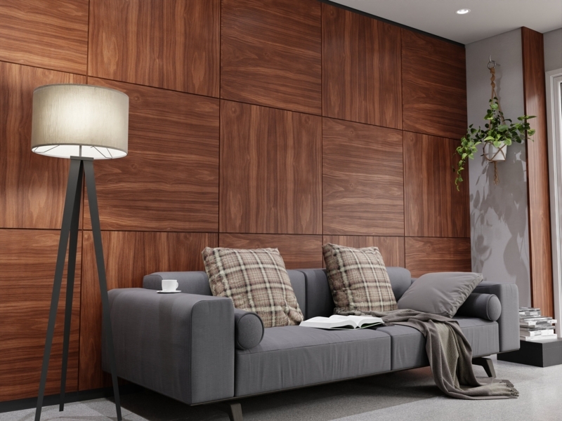 Wood Veneer Panel Natural Grain Square Edges Walnut Modern Organic