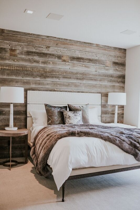 Woven Headboard Bed Styling In Farmhouse Bedroom With Faux Fur Throw