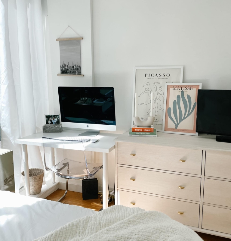 Writing Desk Clear Acrylic Chair Minimalist Home Office Nook