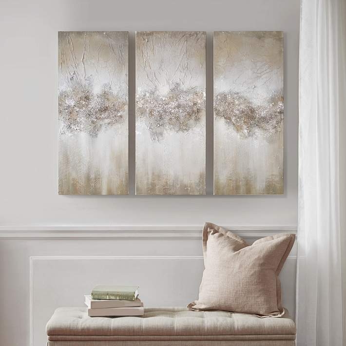3-Piece Triptych Art Glam Metallic Hand-Brushed Set