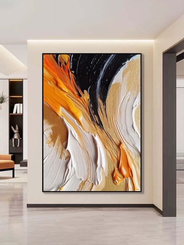 Abstract Textured Painting with Oversized Proportions and Heavy Impasto