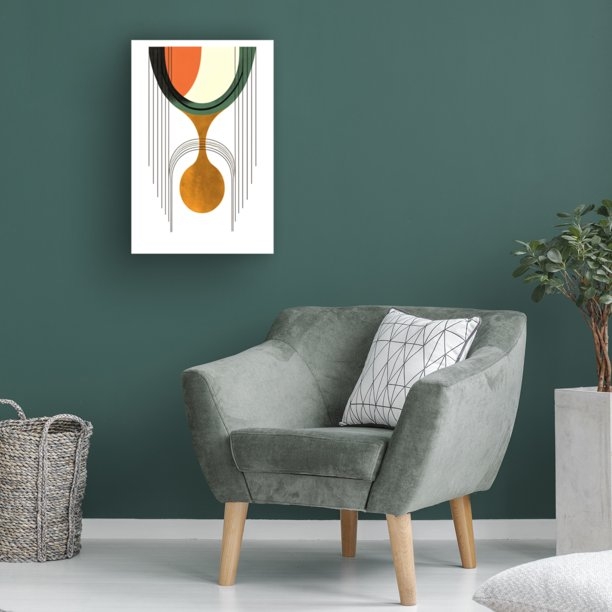 Abstract Wall Art Geometric Pattern Mid Century Burnt Orange Accent Canvas