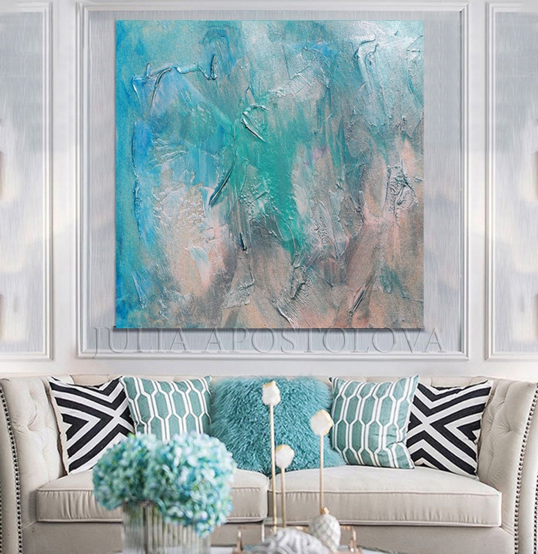 Abstract Wall Art Heavy Impasto Texture Seascape Palette Oversized Scale