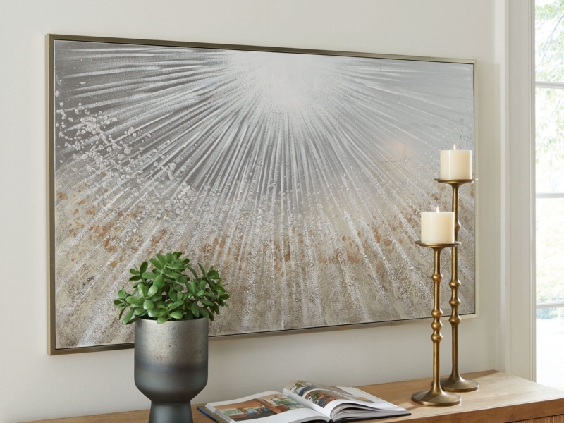 Abstract Wall Art Metallic Frame Radial Sunburst Pattern