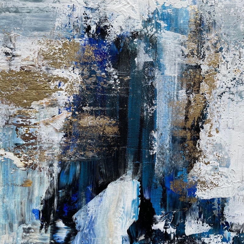 Abstract Wall Art Metallic Gold Accents Heavy Impasto Texture Glam